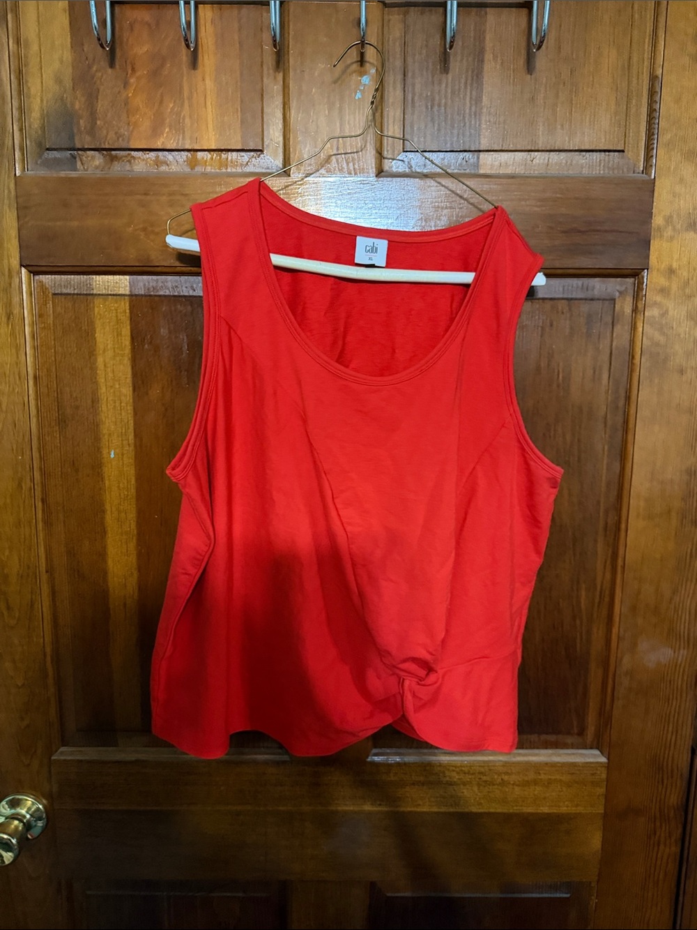 CAbi Bright Red Knot-Front Sleeveless Tank